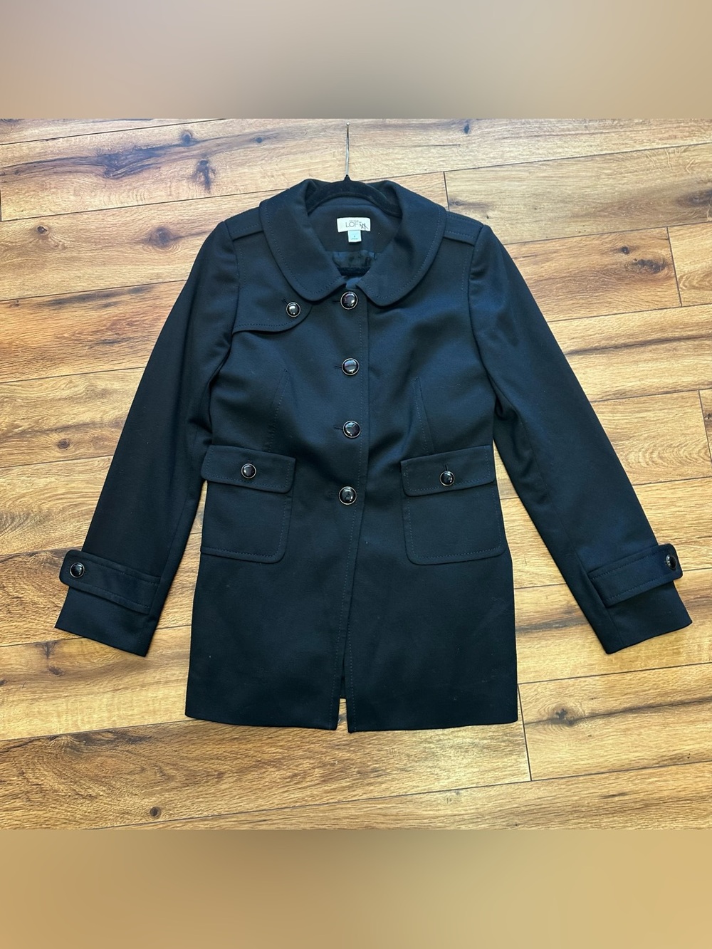 Ann Taylor Loft Black Button-Front Women's Pea Coat